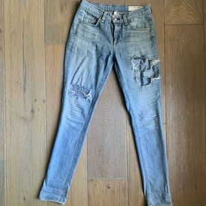 Rag & Bone skinny distressed light wash jeans